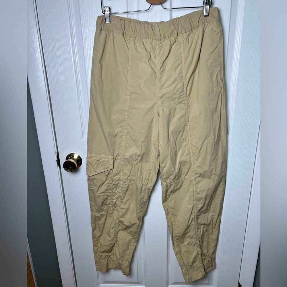 GANNI Womens Straight Leg Organic Cotton Cargo Beige Pull On Trousers L - Picture 3 of 12